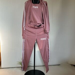 PINK  Dusty Rose Track Joggers with White Stripes